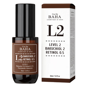 #L2 Сироватка з ретинолом 0,5% та бакучіолом 2% Cos De Baha L2 Bakuchiol 2 Retinol 0.5 Serum, 30 мл