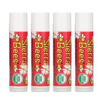 Sierra Bees, набір органічних бальзамів для губ, гранат, 4 шт.