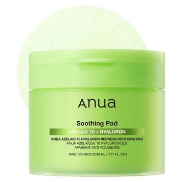 Тонер-пади проти почервонінь з азелаїновою кислотою ANUA AZELAIC 10 HYALURON REDNESS SOOTHING PAD, 90 шт/ 230мл
