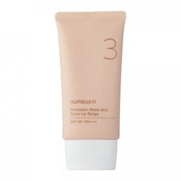 Сонцезахисний тональний крем для обличчя 3 в 1 Numbuzin No.3 Porcelain Base-skip Tone Up Beige SPF50+ PA++++, 50 мл