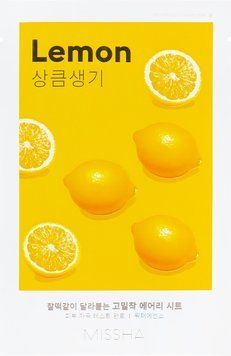 Тканинна маска для обличчя з екстрактом лимона Missha Airy Fit Lemon Sheet Mask, 19g