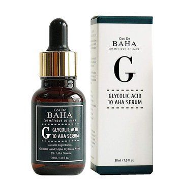 Термін до 2026.10 Гліколева сироватка для обличчя Cos De Baha 10% Glycolic Serum Gel Peel AHA, 30 мл