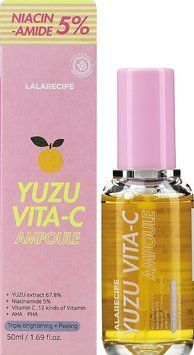 Освітлююча сироватка з ніацинамідом 5% та екстрактом Юдзу LALARECIPE Yuzu vita C Ampoule, 50 мл