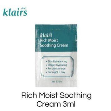 Пробник зволожуючий розгладжує крему Dear Klairs Rich Moist Soothing Cream, 3 мл